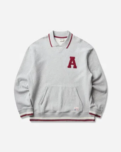 Champion Men S Modern Ametora Reverse Weave Polo Collar Sweatshirt Off White In Gray