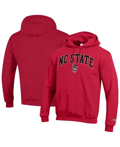 Champion Men's Scarlet Nc State Wolfpack Arched Logo Fleece Pullover Hoodie In Red