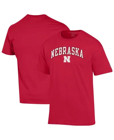 Champion Men's Scarlet Nebraska Huskers Arch Over Logo T-shirt In Red