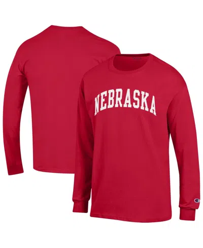 Champion Men's Scarlet Nebraska Huskers Basic Arch Long Sleeve T-shirt In Red
