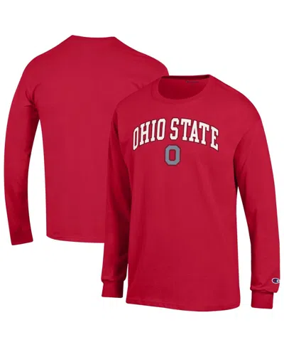 Champion Men's Scarlet Ohio State Buckeyes Arch Over Logo Long Sleeve T-shirt In Red