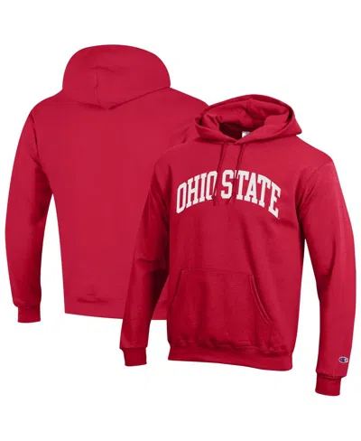 CHAMPION MEN'S SCARLET OHIO STATE BUCKEYES BASIC ARCH FLEECE PULLOVER HOODIE