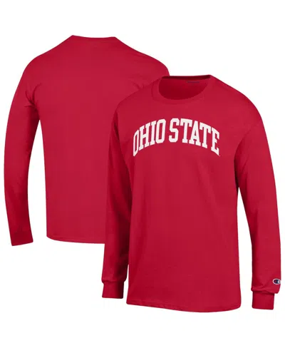Champion Men's Scarlet Ohio State Buckeyes Basic Arch Long Sleeve T-shirt In Red