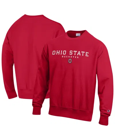 Champion Men's Scarlet Ohio State Buckeyes Relentless Reverse Weave Sweatshirt In Red