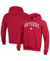 Champion Men's Scarlet Rutgers Scarlet Knights Arched Logo Fleece Pullover Hoodie In Red