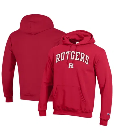 Champion Men's Scarlet Rutgers Scarlet Knights Arched Logo Fleece Pullover Hoodie In Red