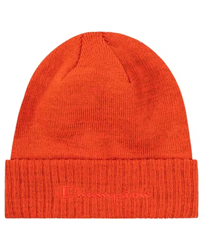 Champion Men's Script Cuff Beanie In Orange