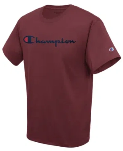 Champion Men's Script Logo T-shirt In Maroon
