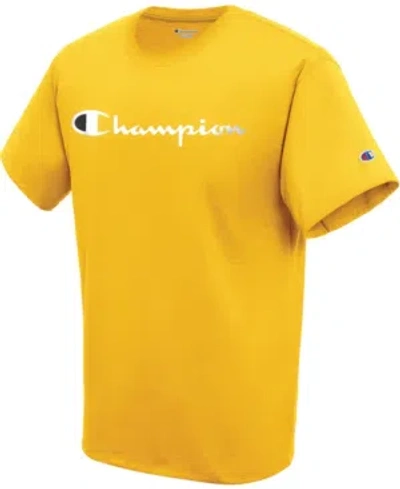 Champion Men's Script Logo T-shirt In Team Gold