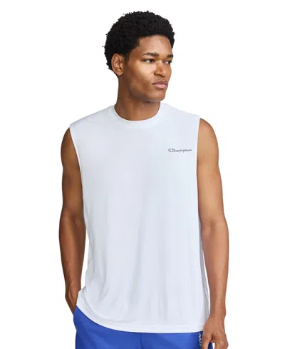 Champion Men's Script Sport Muscle Crewneck Tank Top In White
