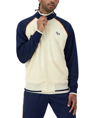 Champion Men's Standard-fit Piped Full-zip Tricot Track Jacket In Natural,at