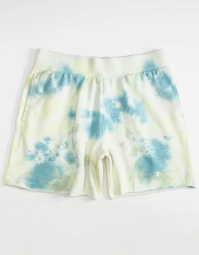 Champion Men's Sunwash Dye Shorts In White/teal In Multi