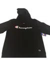 Champion Men's Super Fleece Hoodie W/ Face Mask In Navy In Black