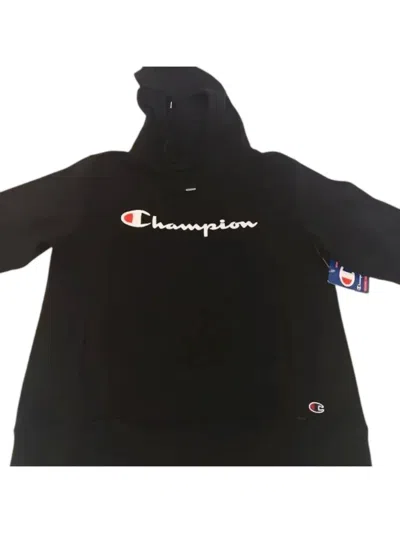 Champion Men's Super Fleece Hoodie W/ Face Mask In Navy In Black