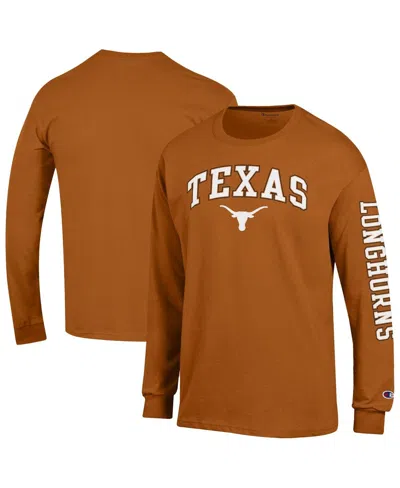 Champion Men's Texas Orange Texas Longhorns Arch Over Logo 2-hit Long Sleeve T-shirt In Brown