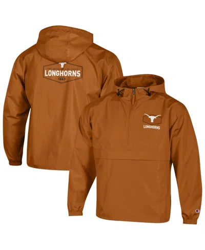 Champion Men's Texas Orange Texas Longhorns Delay Packable Half-zip Jacket In Brown