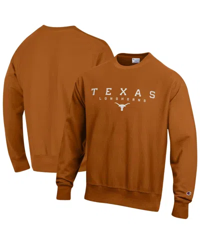 Champion Men's Texas Orange Texas Longhorns Relentless Reverse Weave Sweatshirt In Brown