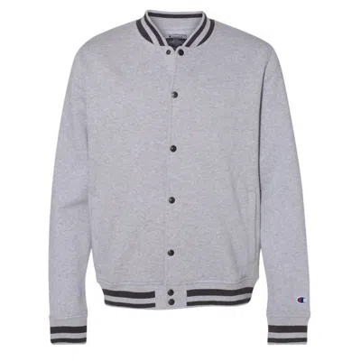 Champion Men Varsity Bomber Jacket In Gray