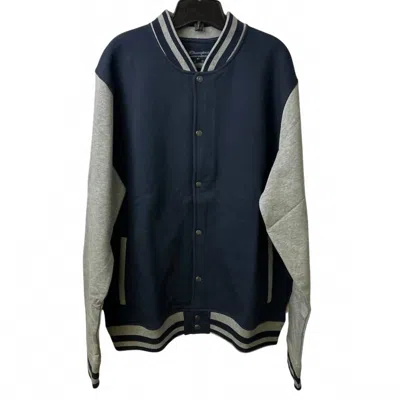 Champion Men Varsity Bomber Jacket In Navy In Blue