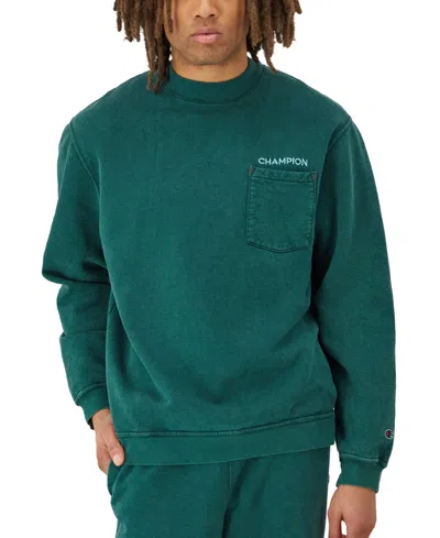 Champion Men's Washed Pocket Crewneck Sweatshirt In Md Night G