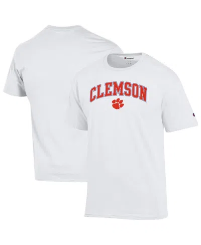 Champion Men's White Clemson Tigers Arched Logo T-shirt In Animal Print
