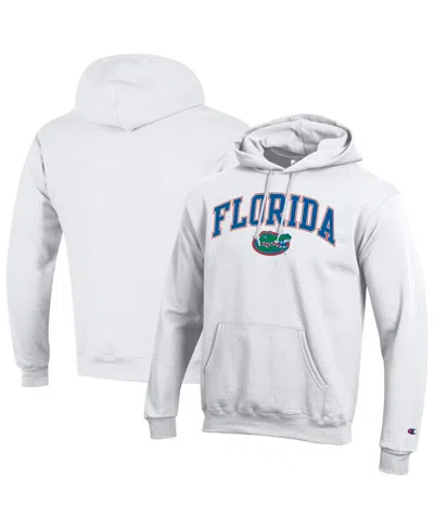 Champion Men's White Florida Gators Arched Logo Fleece Pullover Hoodie In Multi