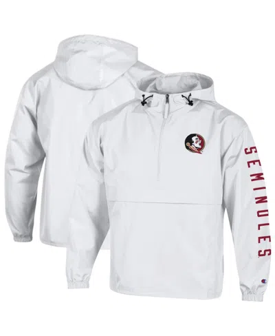 Champion Men's White Florida State Seminoles Cloud Packable Half-zip Hooded Jacket