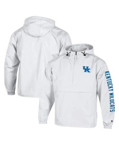 Champion Men's White Kentucky Wildcats Cloud Packable Half-zip Hooded Jacket