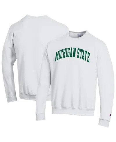 Champion Men's White Michigan State Spartans Basic Arch Fleece Pullover Sweatshirt