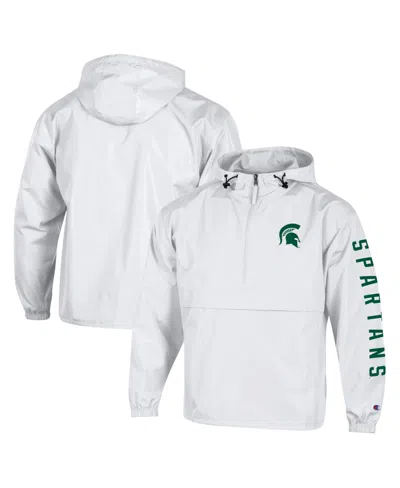 Champion White Michigan State Spartans Cloud Packable Half-zip Hooded Jacket