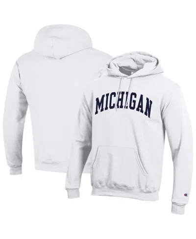 Champion Men's White Michigan Wolverines Basic Arch Fleece Pullover Hoodie