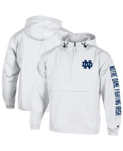 Champion Men's White Notre Dame Fighting Irish Cloud Packable Half-zip Hooded Jacket