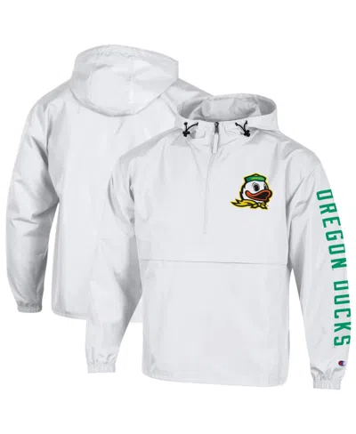 Champion Men's White Oregon Ducks Cloud Packable Half-zip Hooded Jacket