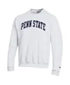 Champion White Penn State Nittany Lions Basic Arch Fleece Pullover Sweatshirt In Animal Print