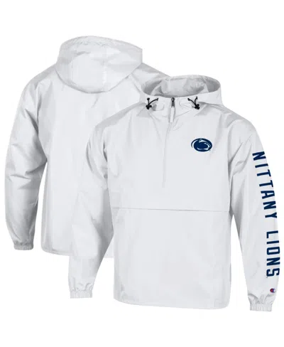 Champion Men's White Penn State Nittany Lions Cloud Packable Half-zip Hooded Jacket
