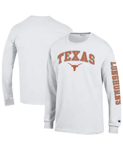 Champion Men's White Texas Longhorns Arch Over Logo 2-hit Long Sleeve T-shirt