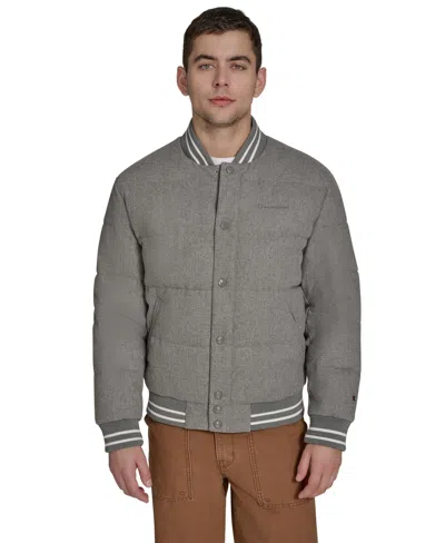 Champion Men's Wool Blend Quilted Puffer Jacket In Gray