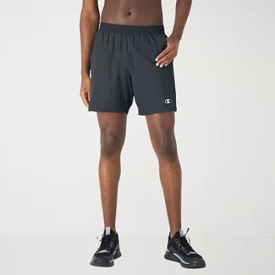 Champion Mens 7" Mid Rise Moisture Wicking Workout Shorts In Black