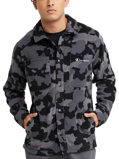 Champion Mens Camouflage Polyester Fleece Jacket In Grey