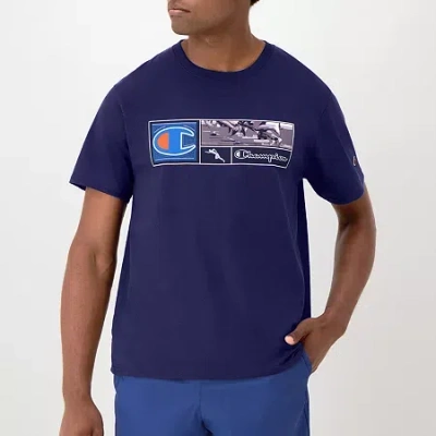 Champion Mens Crew Neck Short Sleeve Regular Fit Graphic T-shirt In Blue