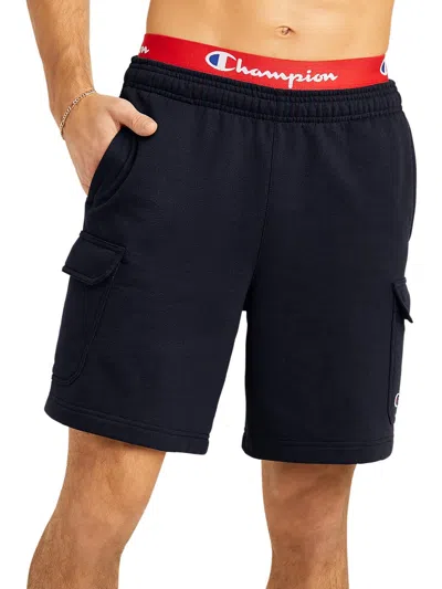 Champion Mens Heathered Cotton Cargo Shorts In Blue