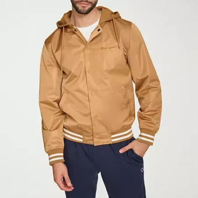 Champion Mens Hooded Midweight Bomber Jacket In Brown