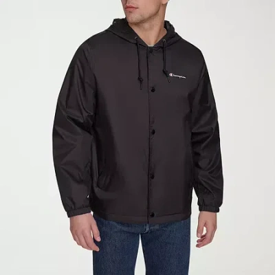 Champion Mens Hooded Water Resistant Midweight Raincoat In Black