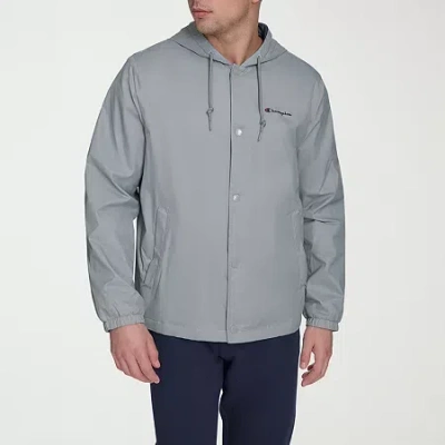 Champion Mens Hooded Water Resistant Midweight Raincoat In Gray