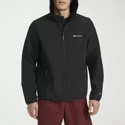 Champion Mens Hooded Water Resistant Midweight Softshell Jacket In Black