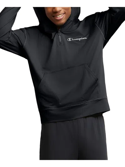 Champion Mens Quarter Zip Fitness Hoodie In Black