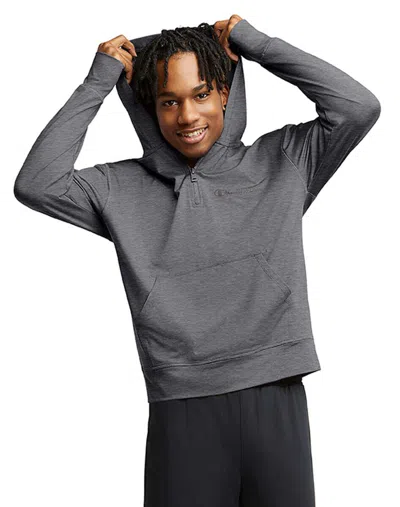 Champion Mens Quarter Zip Fitness Hoodie Gray M In Grey