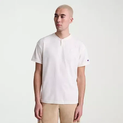 Champion Mens Short Sleeve Regular Fit Henley Shirt In White