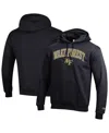 Champion Men'sâ Black Wake Forest Demon Deacons Arched Logo Fleece Pullover Hoodie In Black