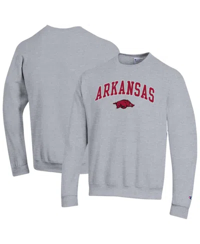 Champion Men'sâ Heather Gray Arkansas Razorbacks Arch Over Logo Pullover Sweatshirt